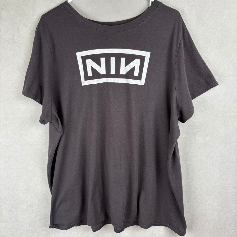 Nine Inch Nails NIN Logo Graphic T-Shirt Charcoal Grey Wmns Sz 3 XL Darkwear